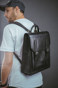 No.02 COMPANION LEATHER BACKPACK, BLACK